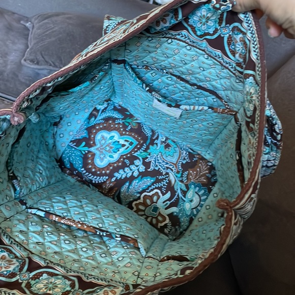 RARE VINTAGE Vera Bradley Large Toggle Tote Java Blue Retired Pattern - Picture 5 of 9